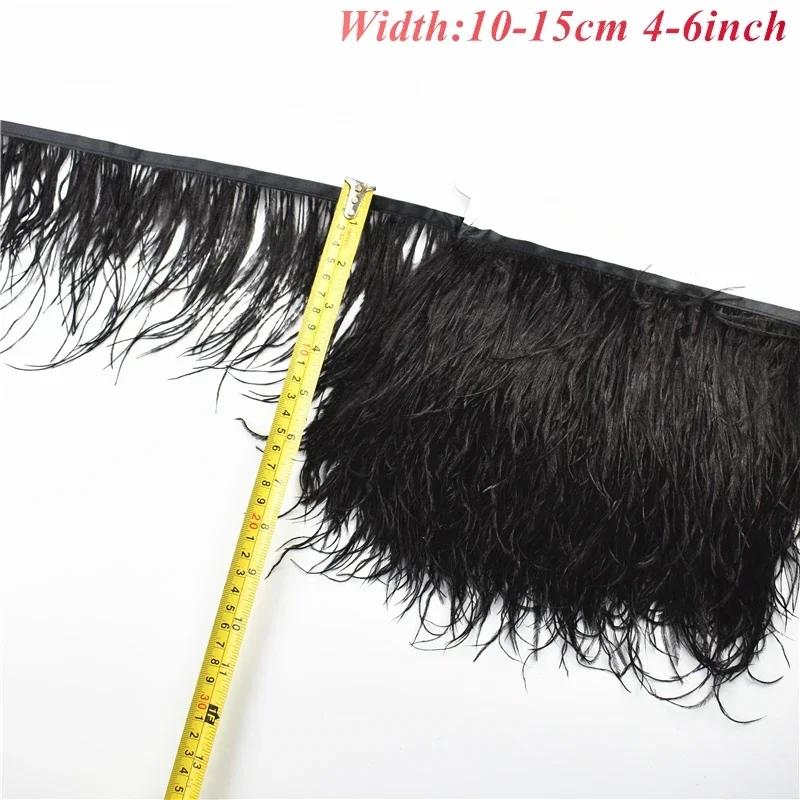 1Meters Black White Feathers for Needlework Ribbon Tape Fringe Feather Trim Pheasant Turkey Ostrich Goose Marabou Sewing Clothes