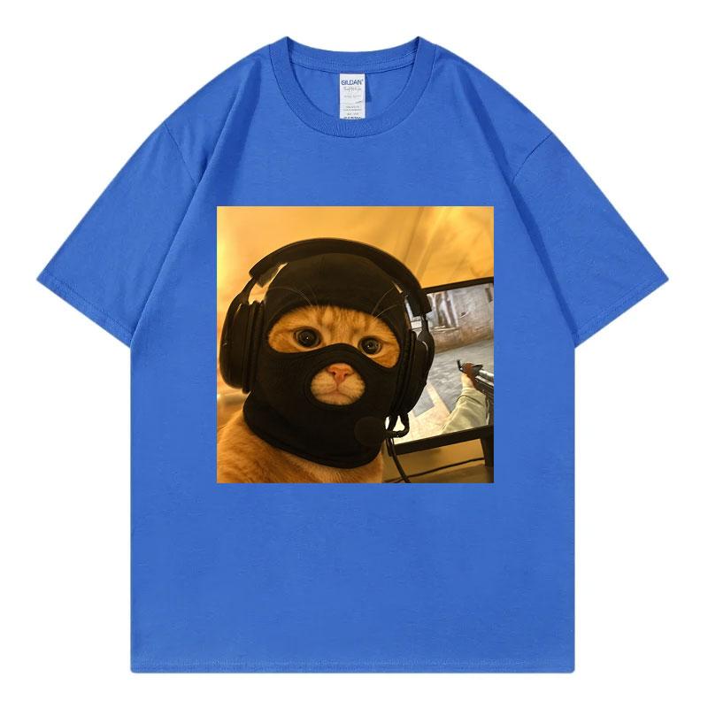 Cat Wearing Mask Funny Meme T Shirt Unisex Unisex Fashion Loose Short Sleeve Tshirts Summer Casual 100cotton Tshirt Streetwear