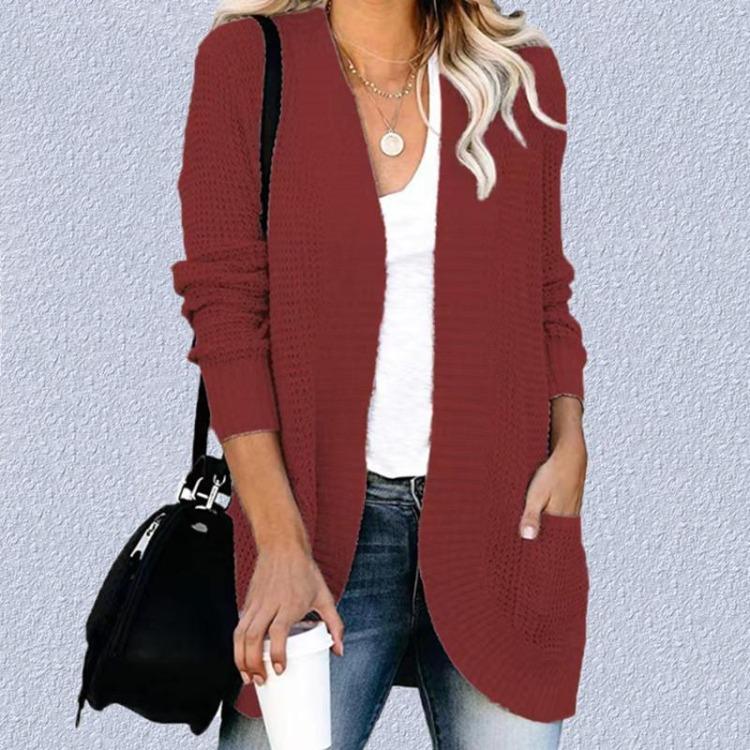 Open Front Cardigan Women Long Sleeve Soft Knit Sweater Casual Loose Pocket Outerwear
