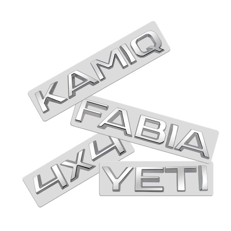Metal Emblem Chrome Silver Car Sticker Badge Decal Body Trunk Decor for Karoq Kodiaq Rapid Yeti Octavia Superb Fabia Kamiq 4x4