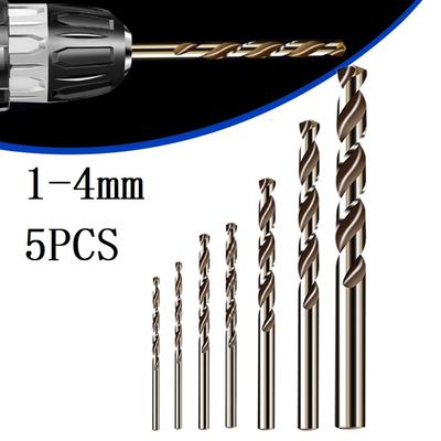 Lot de 5 forets HSS M35 en cobalt de 1 à 4 mm pour acier inoxydable, métal, bois
