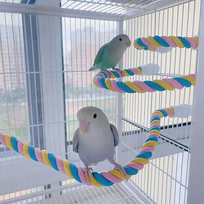 Pet Bird Bite Toys Parrot Color Cotton Rope Toys Elastic Parrot Climbing Toys Sturdy Bird Swing Harness Cage Pet Toy Swing Stand