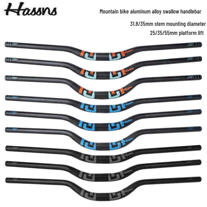 HASSNS Mountain Bike Swallow Handlebar, 31.8/35mm Diameter, AM DH Downhill, 25/35/55mm Rise