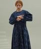 Manavis Seven Scribble Cotton Dress Navy