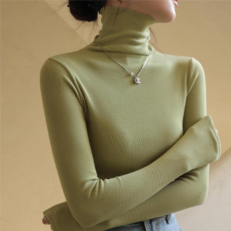 

Осінньо-зимова жіноча низька сорочка з високим вирізом і потовщеним дралоновим смужком усередині з довгими рукавами та приливом XXL