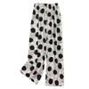 Women's Elastic Waist Polka Dot Cropped Wide-Leg Pants