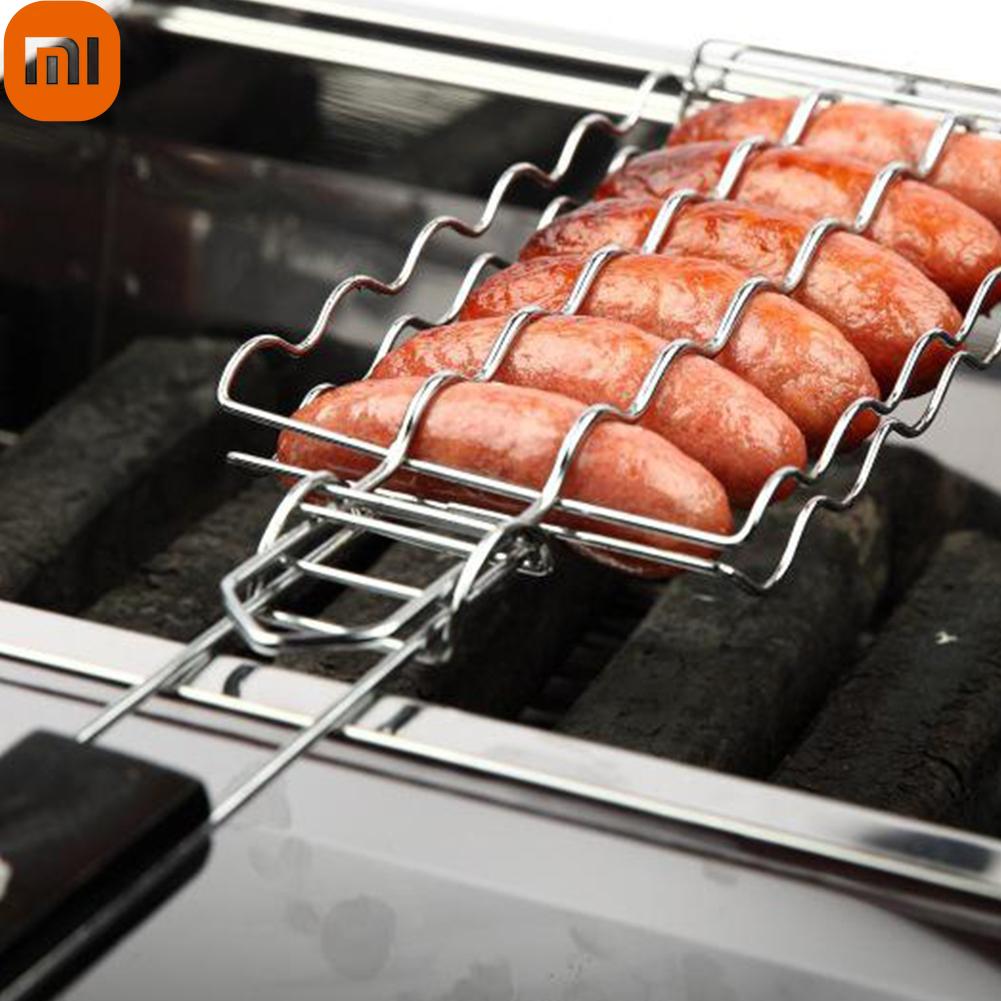 

XiaomiGrilling Basket Metal Mesh Barbecue Sausage Grilling Rack Net Picnic Camping BBQ Net Home Kitchen Barbecue Grilling Accessories