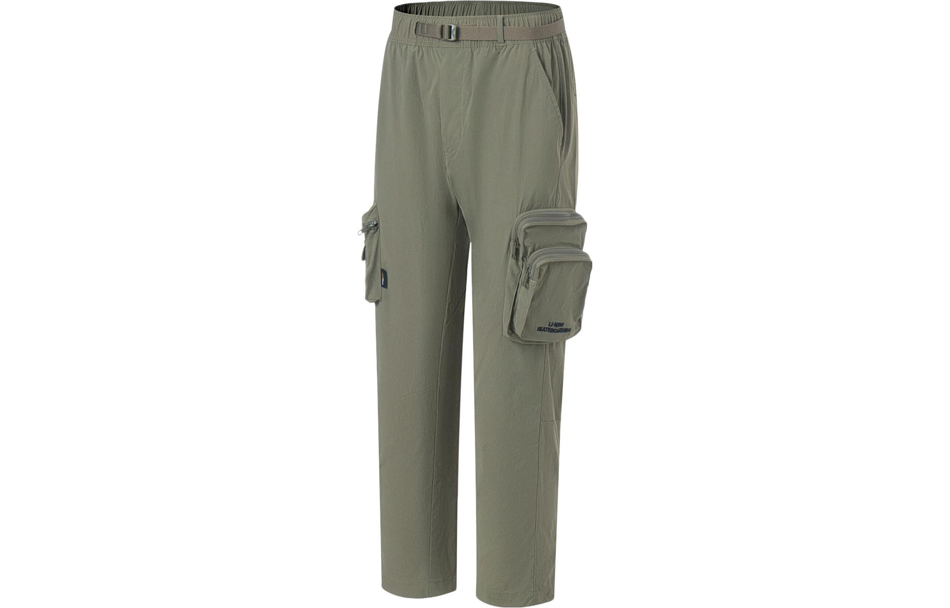 Li Ning Casual Pants Men s Army Canvas Green Moderate Straight Fit Pants AKXT075-2 M