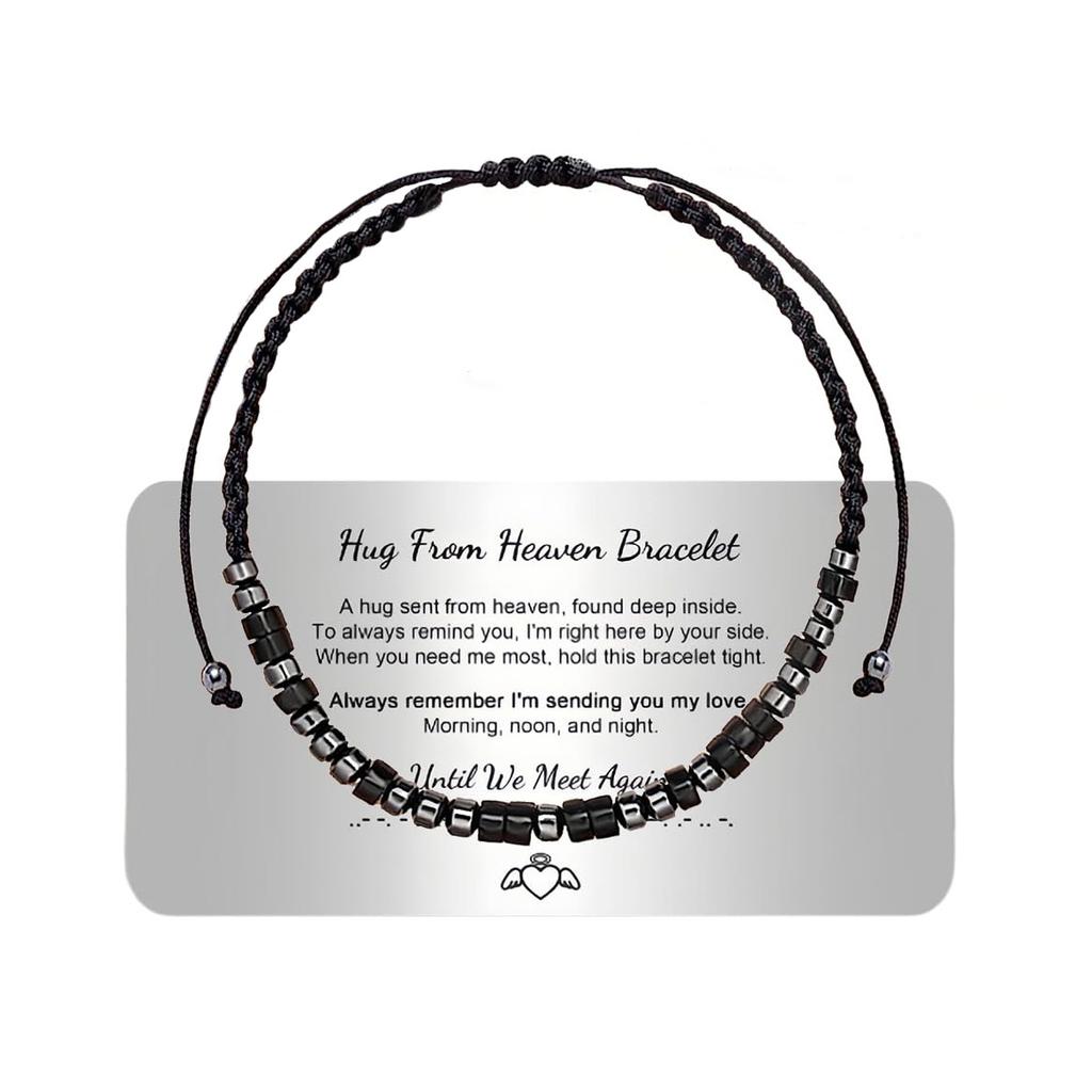 Morse Code Stainless Steel Engraving Steel Brand Bracelet European and American Black Iron Stone Wood Chip Beaded Card Morse Code Bracelet