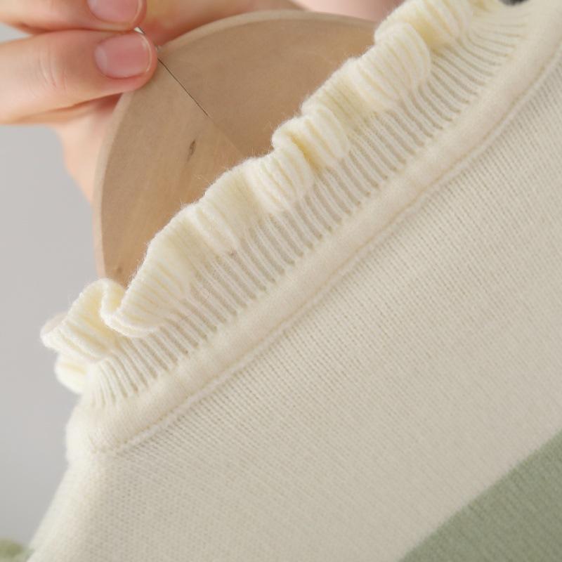 Mädchen Pullover Rundhals Neu Gestrickt Zweiteiliges Set Süß und Niedlich Kleines Mädchen Hosen Set