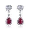 Hui Zhi Yi 2023 Silver Simulated Red Zircon Drop Earrings - European & American Trend