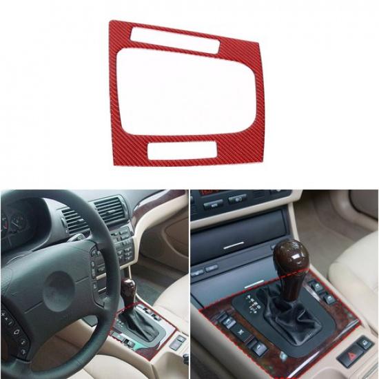 Red Carbon Fiber Console Gear Shift Cover Trim For BMW 3 Series M3 E46 98-05