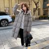 Winter wind loose hooded long knee cotton clothes women's thickened bread clothes simple long coat