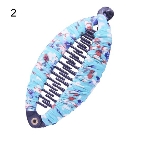 Fashion Lady Floral Print Banana Fish Shape Hairpin Hair Clip Headwear Accessory