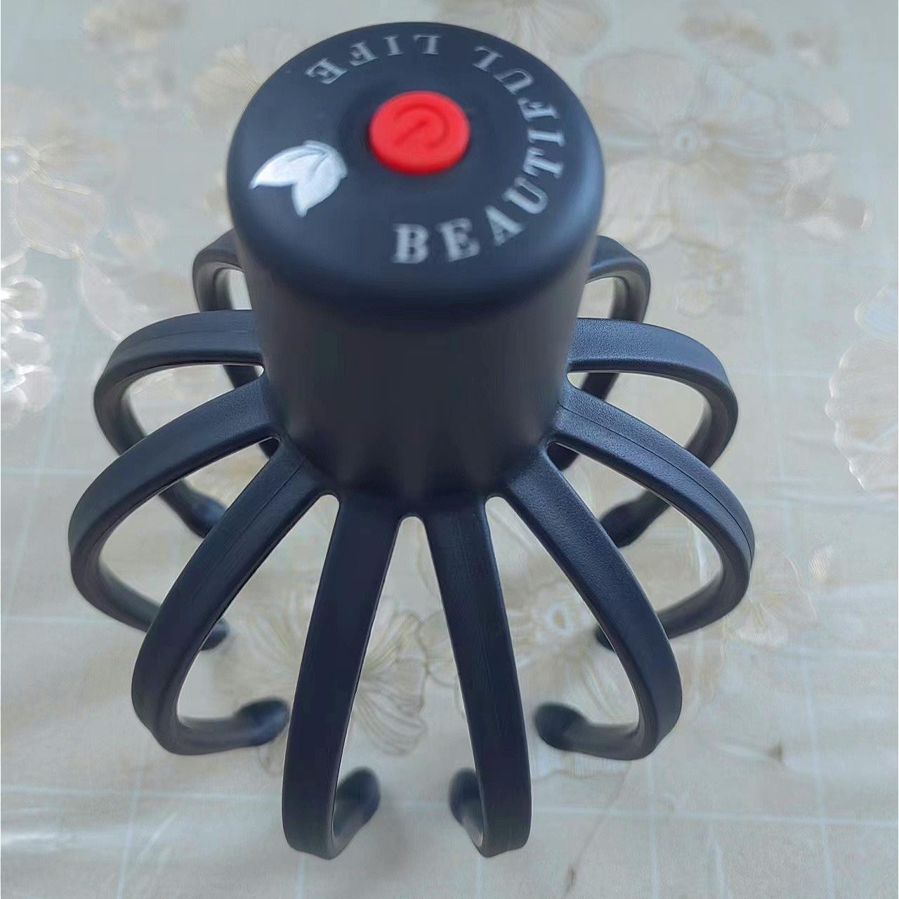 

1 шт. Электрический массажер для головы в виде щупальца осьминога - 3 уровня вибрации, USB-LiPo перезаряжаемый, TPE, универсальный размер - Идеальный семейный подарок чёрный