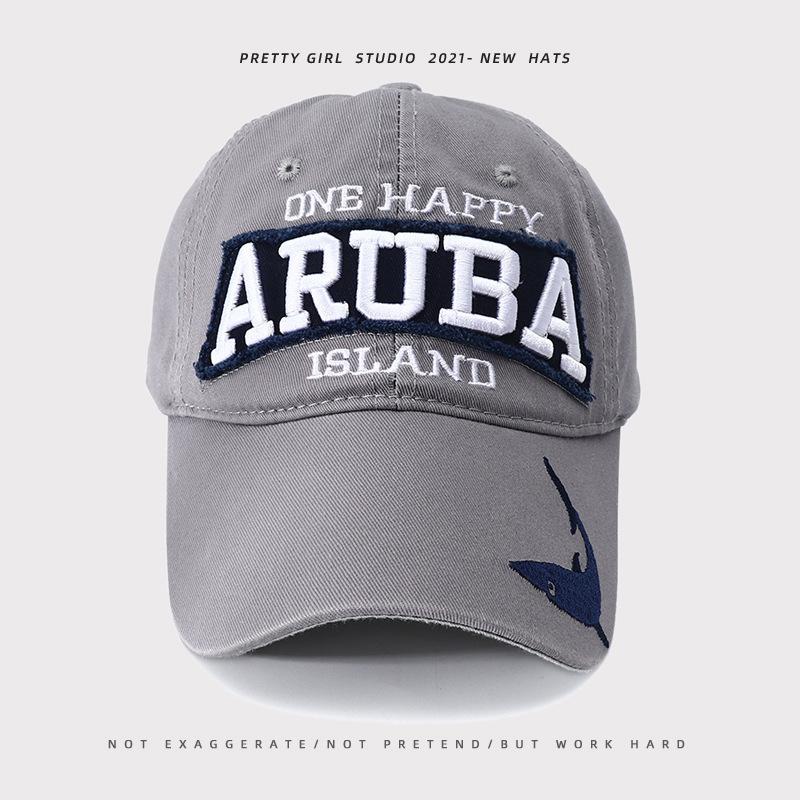 Trendy baseball cap with embroidered letters, sun hat for outdoor leisure and sports