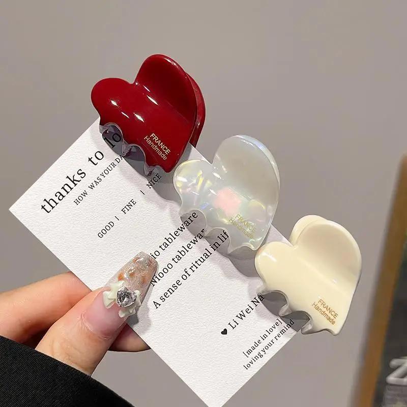 3.5cm Small Hairclaw Acetate Hair Crabs for Girls Cute Heart Shaped Hairclips for Women and Children Hair Accessories