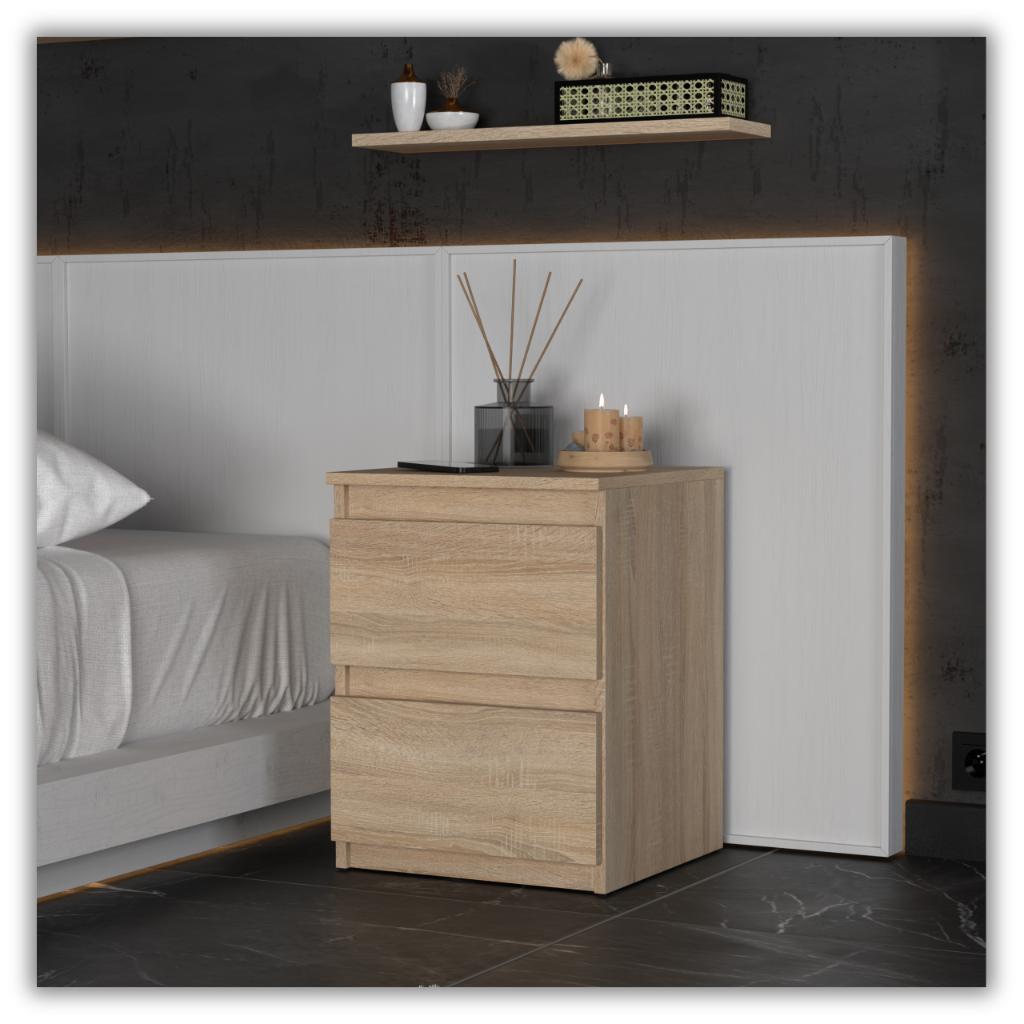 Bedside Cabinet Sonoma Oak 40 Cm 2 Drawers Large Bedside Table Nakastlik