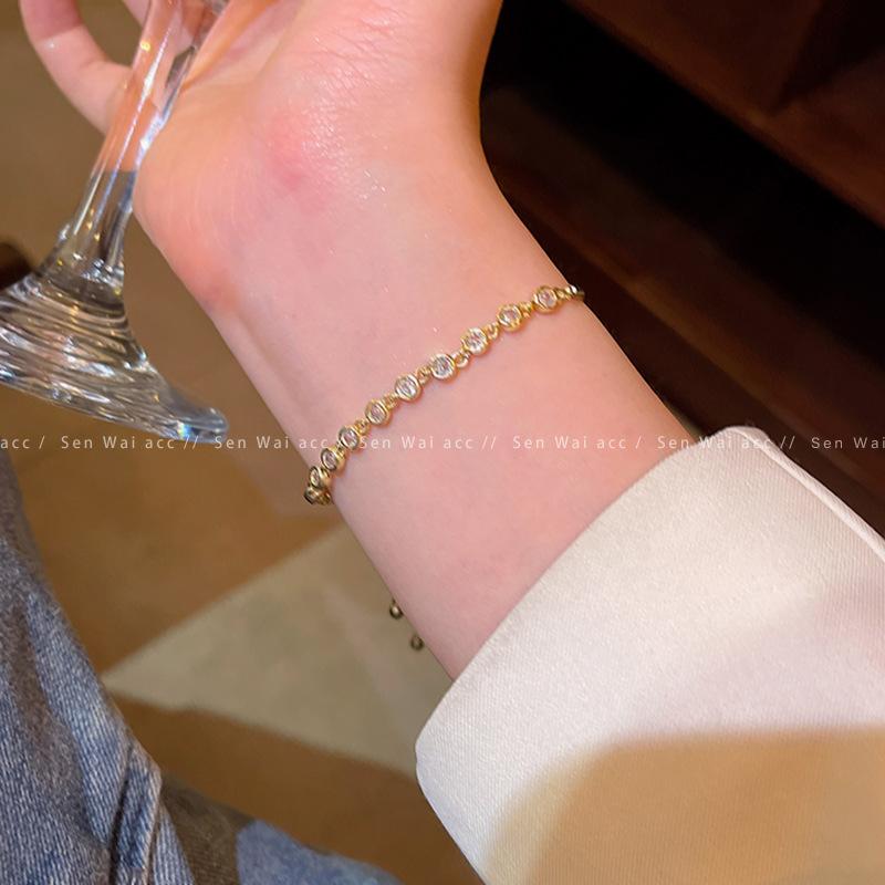 French retro zircon adjustable bracelet female sweet personality hand