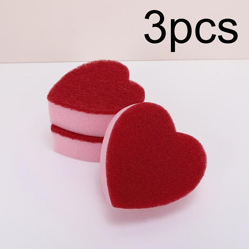 

3/6/12pcs Heart Shaped Sponge Cleaning Pads, Durable Polyurethane Dishwashing Sponges for Kitchen Sink Cleaning, Non-Scratch