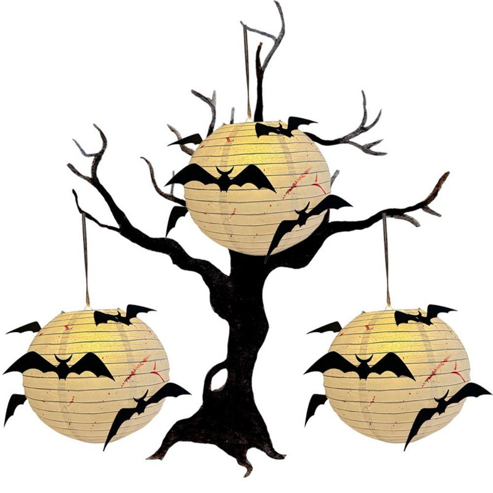 Night Lamp Halloween Ghost Glowing Lantern Foldable Black Bat Handheld Lantern  Haunted House