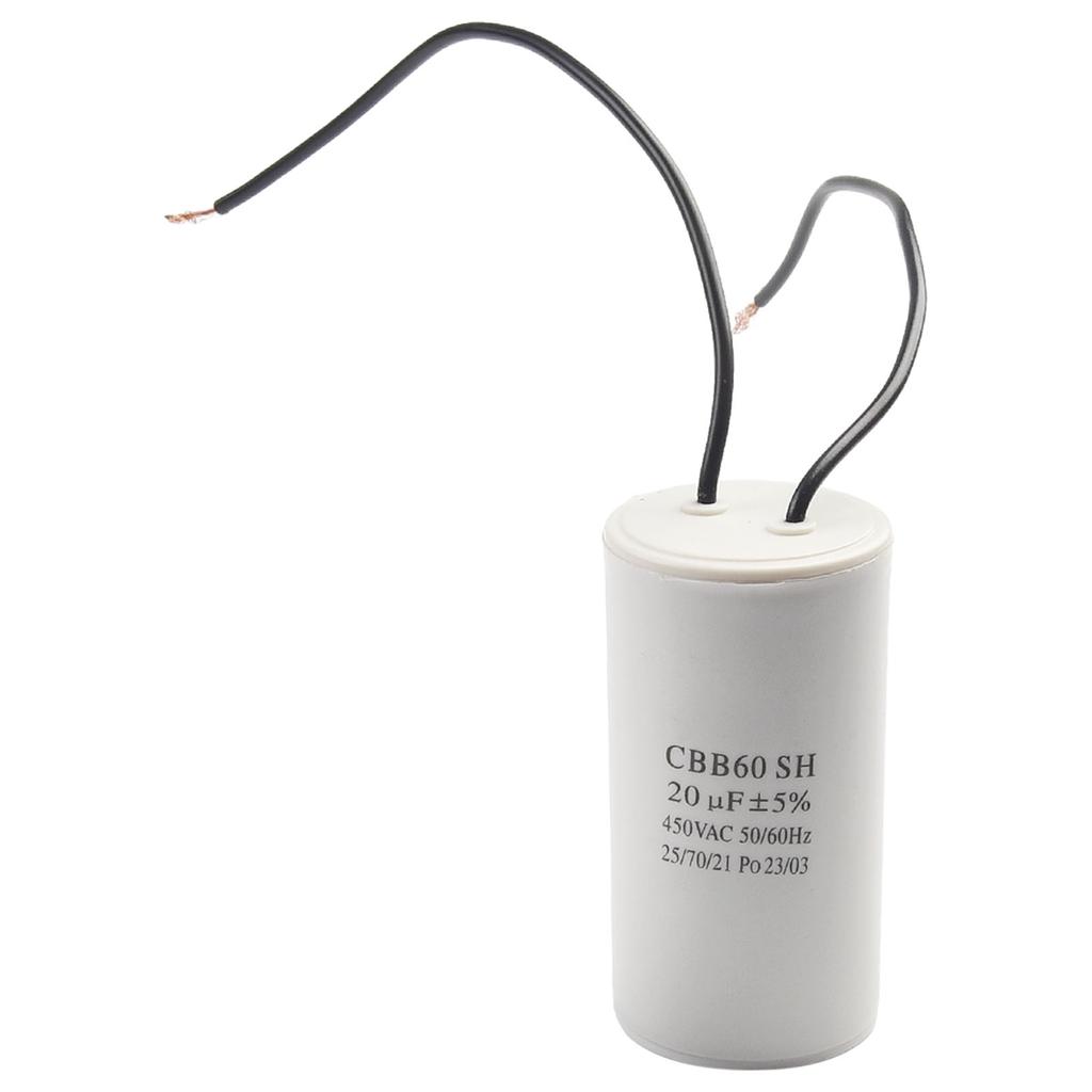 CBB60 Run Capacitor 450V AC 50 / 60Hz For Motor 40*73mm Accessories Run Round Capacitor White 20uf High Quality