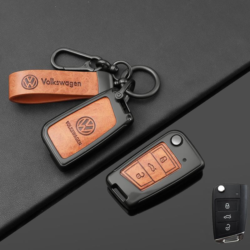 Dla VOLKSWAGEN VW Etui na Kluczyk Samochodowy Pokrowiec Ochronny Obudowa dla VW Volkswagen Golf 7 MK7 Tiguan MK2 T-roc T-cross Brelok do Kluczy Samochodowych