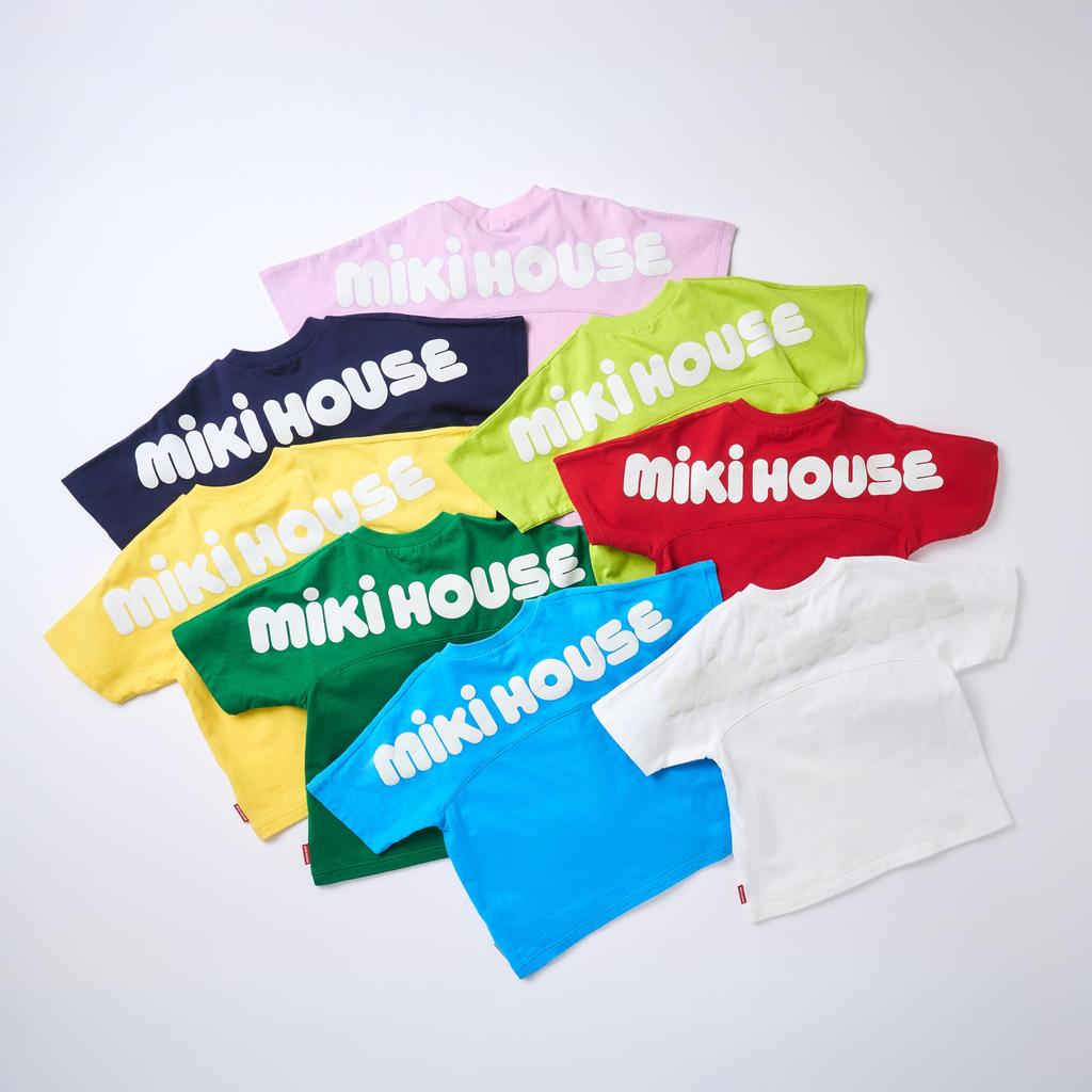 For Boys and for Babies and for Preschool and School White [Miki House] Web-exclusive Short-sleeved T-shirt, Plain, Logo, Girls, Kids, Use,