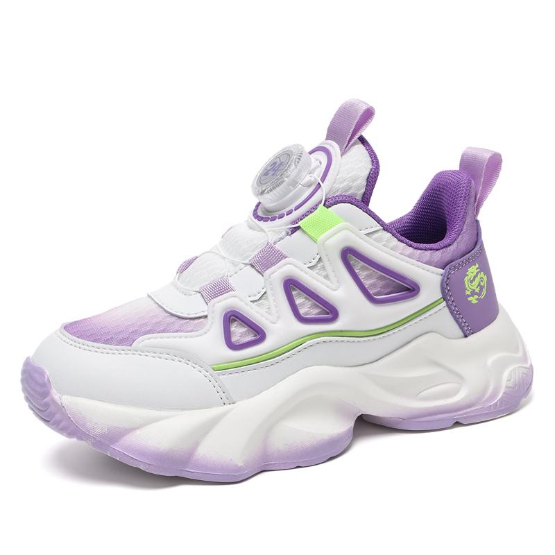New Fashion Boys' Shock-absorbing Sports Shoes with Rotating Buttons for Children Students Girls' Non-slip Running Shoes