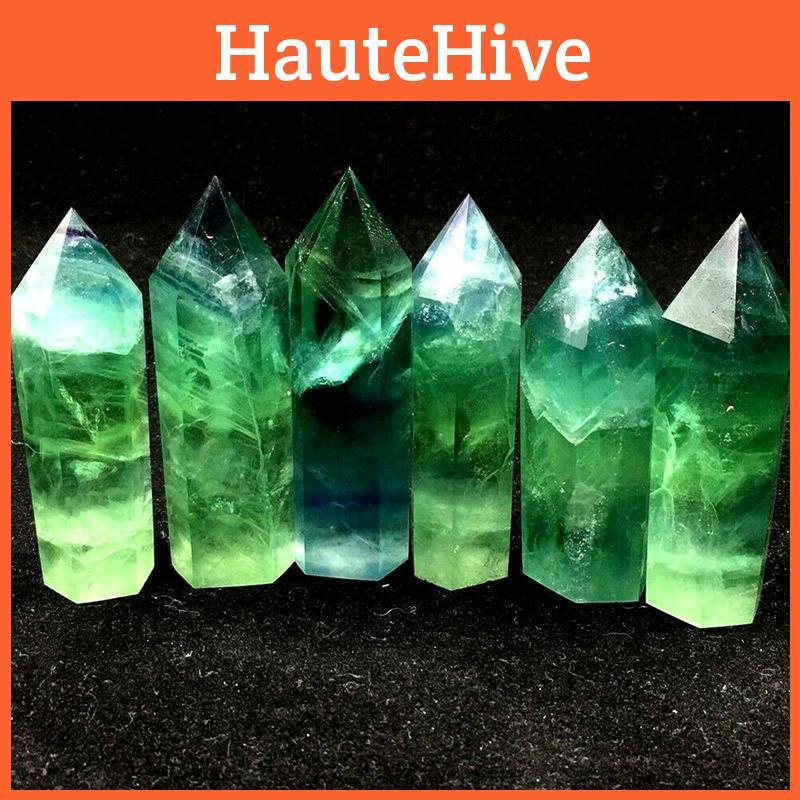 Punct de Cristal de Cuarț Fluorit Verde Natural Radiant Baghetă Hexagonală Pentru Vindecare și Reiki
