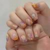 Orange Gradient Fireworks Press-on Nails: Bohemian Style Colorful Fake Fingernail Stickers