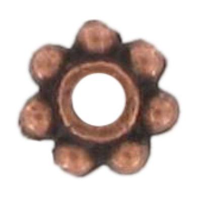 Kovový korálik rondelle dištančný Ø4mm Medený (sada 10)