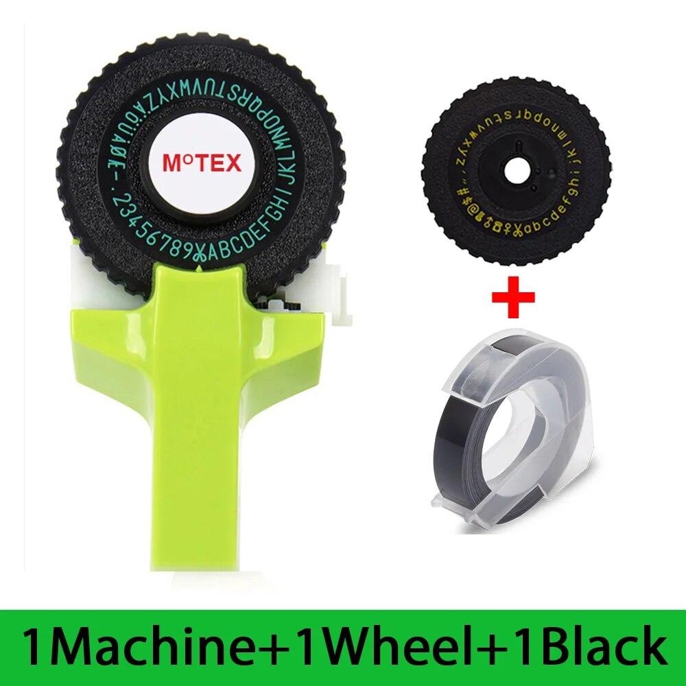 3D DIY Manual MOTEX E101 Label Maker with 3D Embossing Tape 9mm Black Tape for DYMO Manual Embossing Label Maker Typewriter