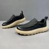 Men's Retro Top Grain Leather Big Head Loafers - Casual British Sports Bean Shoes
