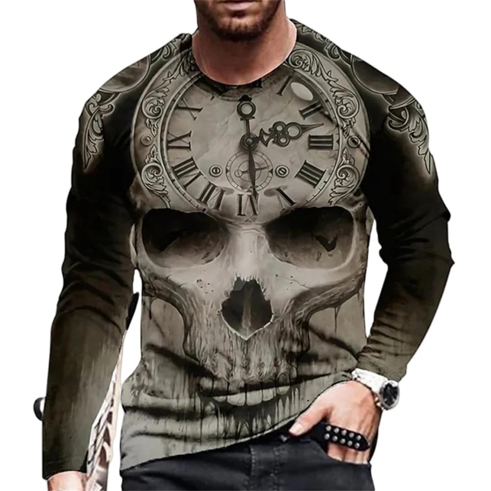 

Одежда унисекс с принтом черепа Модная футболка унисекс с длинным рукавом Унисекс Винтажные футболки с рисунком черепа Повседневные свободные рубашки унисекс Топы 4XL