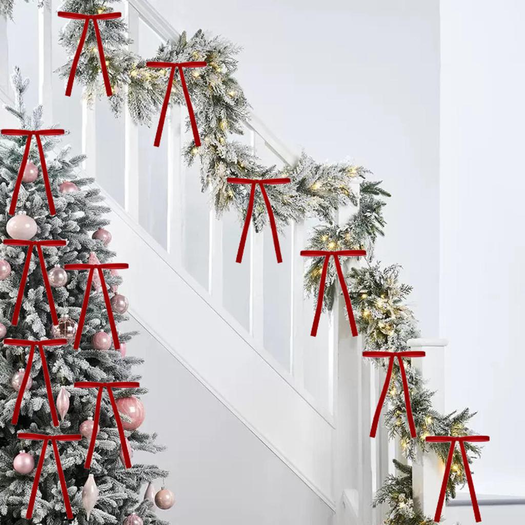 Christmas Bows Christmas Tree Ornaments for Wreaths Velvet Ribbon Bows for Indoor Outdoor Party Decorations