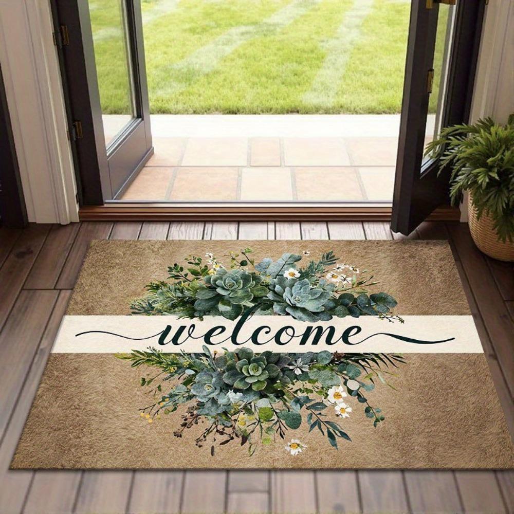 Large Succulent Green Plants Print Doormat Non Slip Washable Entrance Welcome Mat Indoor Outdoor High Traffic Home Decor 1PC