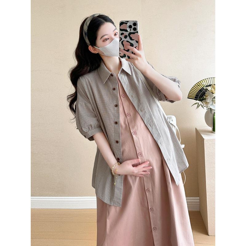 Pink Spring/Summer Maternity Dress & Vest Set - Chic Petite Style 2XL