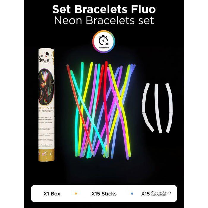 Bracelets fluorescents lumineux - PTIT CLOWN - REF/14614 - Multicolore - 20 cm - 15 pièces