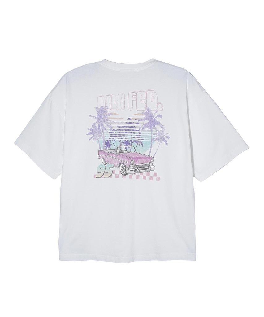 Milkfed Casual Car Graphic Wide Short Sleeve Off White Tee, Women's,
