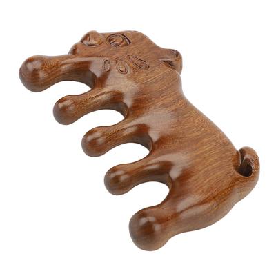 Wooden Head Scalp Comb Animal Shape Dredge Meridian Sandalwood Wide Tooth Massaging Comb