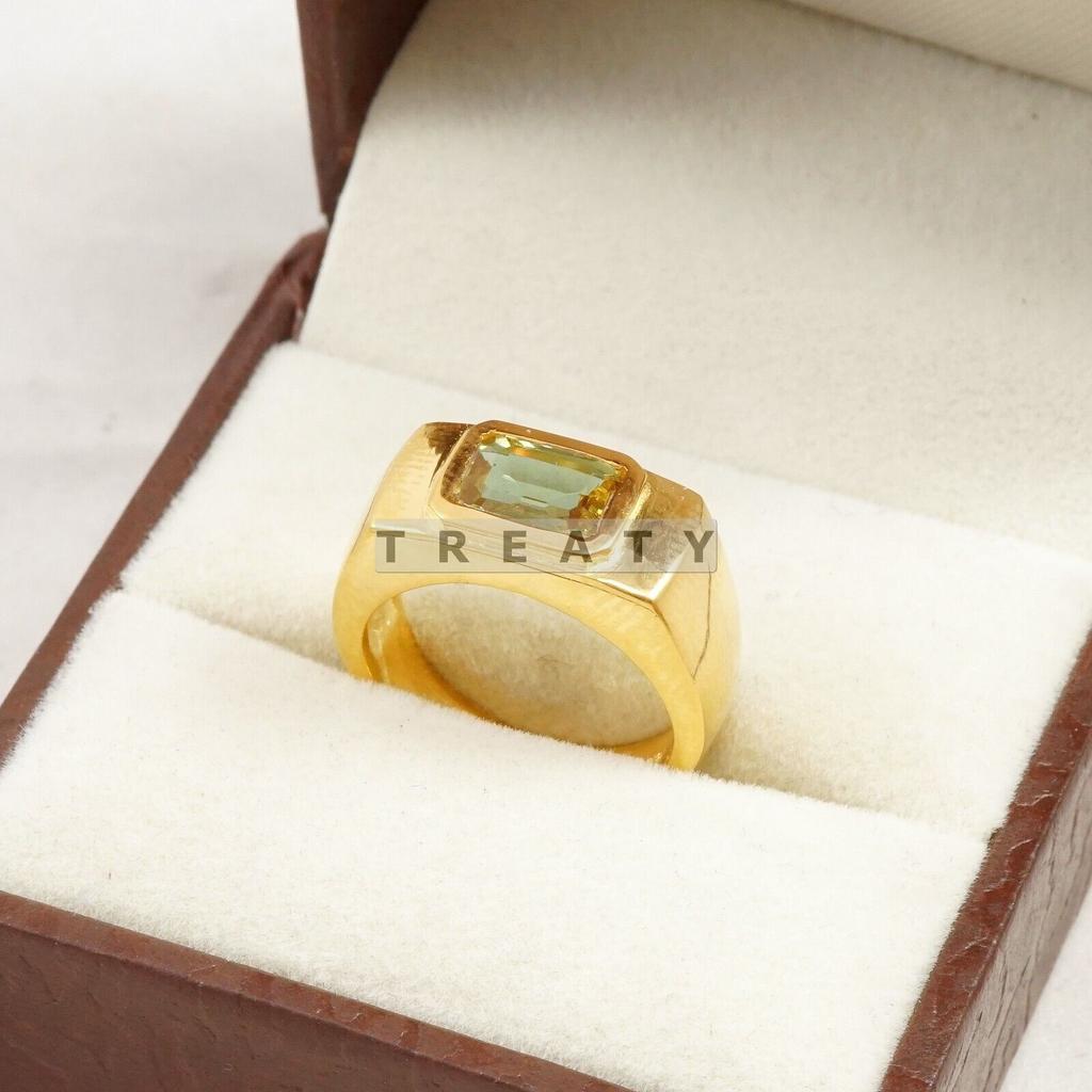 Citrine Emerald Cut Gemstone With 925 Sterling Silver Ring For Men's #B742 JL375692833273