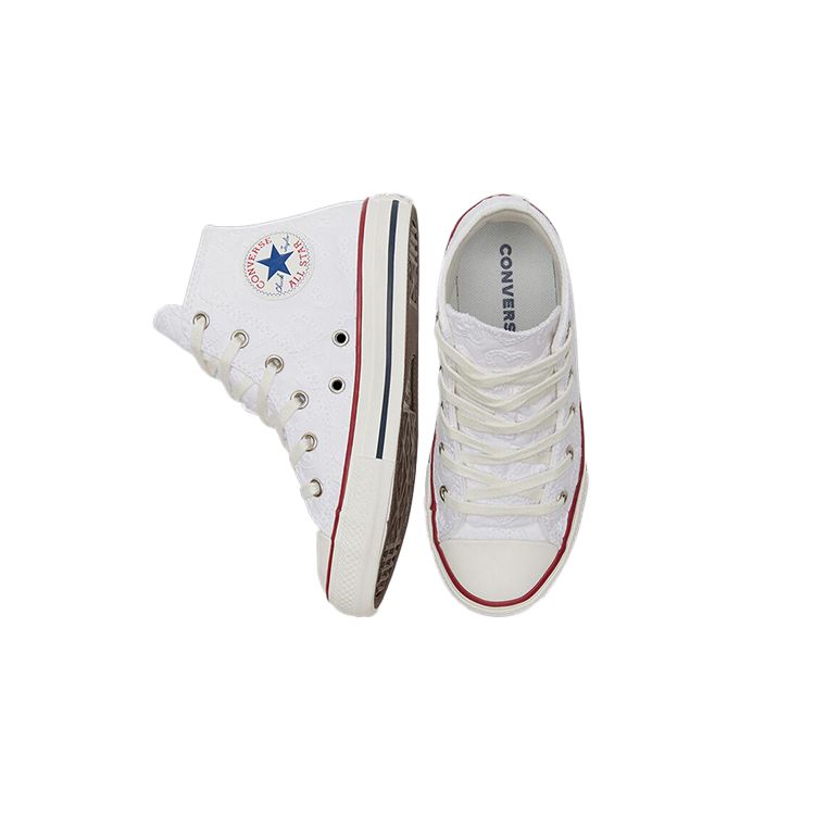 Converse Chuck Taylor All Star High Top Canvas Sneakers Embroidered White Kids Sneakers 671097C