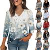 3/4 Sleeve Shirts For Women  Print Graphic Tees Blouses Casual Plus Size Basic Tops Pullover