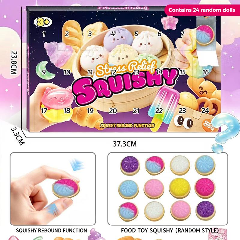 24Pcs Stress Relief Food Squeezable Blind Box Pack High Elastic Tear Resistant Slow Rising Fidget Toy Gift For Kids Teens