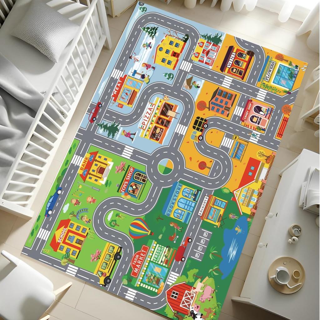 Green Road Traffic Carpet Mat Children's Playroom Bedroom Decoration Carpet Education City Map Anti Slip Home Decoration Carpet