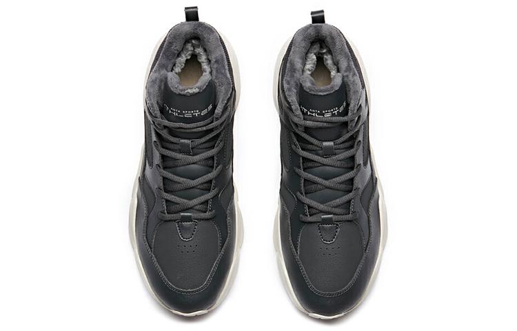 Men's Sneakers Anta Fleece Lined Casual Slip Resistant Abrasion Resistant High Top Running Shoes Men's Black
