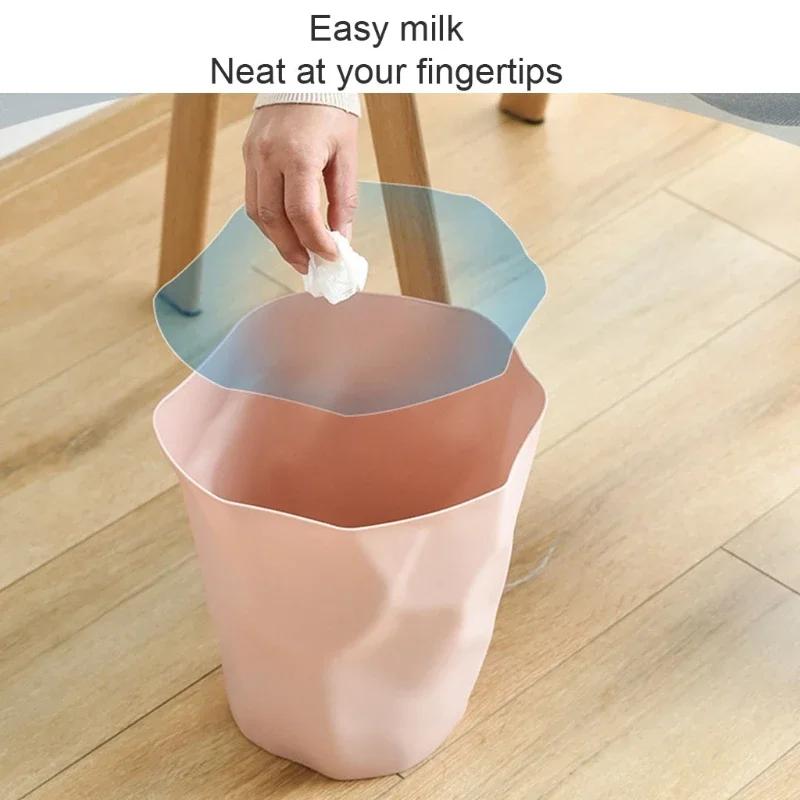 Nordic Style Irregular Trash Can Modern Solid Color Plastic Garbage Rubbish Bin Food Waste Basket Basin Bucket Flower Pot Decor