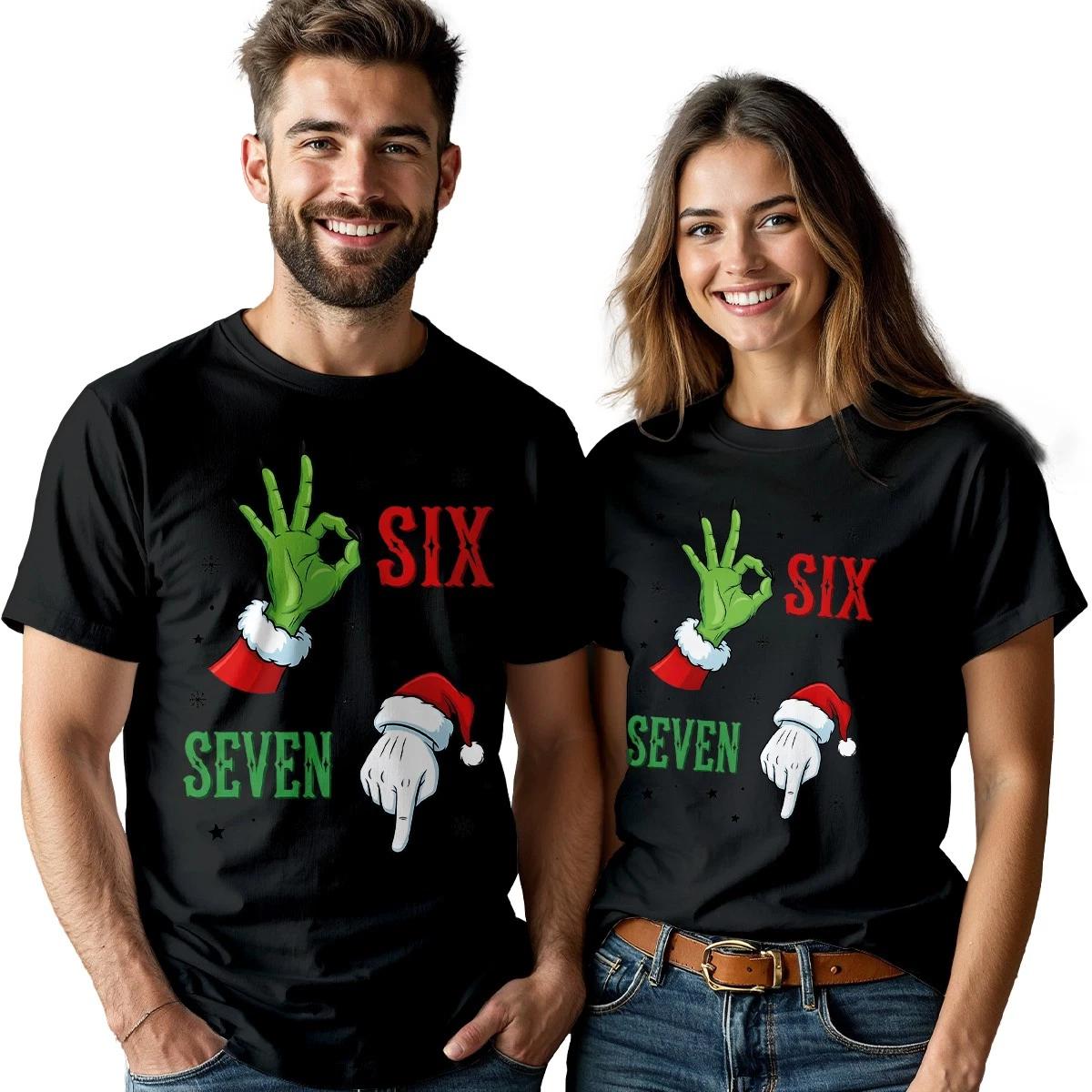 Six Seven Christmas Holidays Couple T shirt Matching His And Hers Tee L