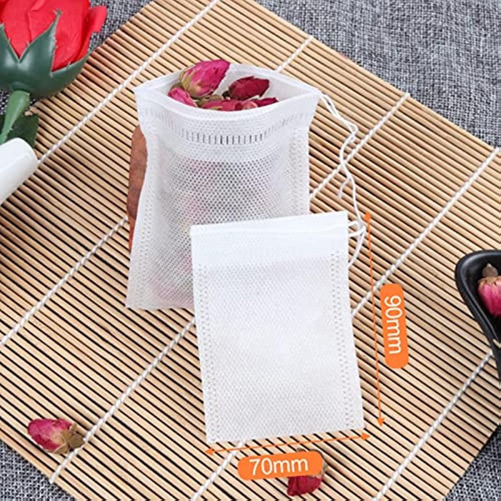 200 Stück Vakuumbeutel mit Verschluss, 7 x 9 cm, Einwegbeutel mit Kordelzug, Teebeutel, duftende Teebeutel, Gewürze, Vanille, Lavendel, Kaffee